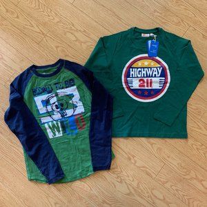 Boys Green Long Sleeve Graphic Tee Top Casual Med